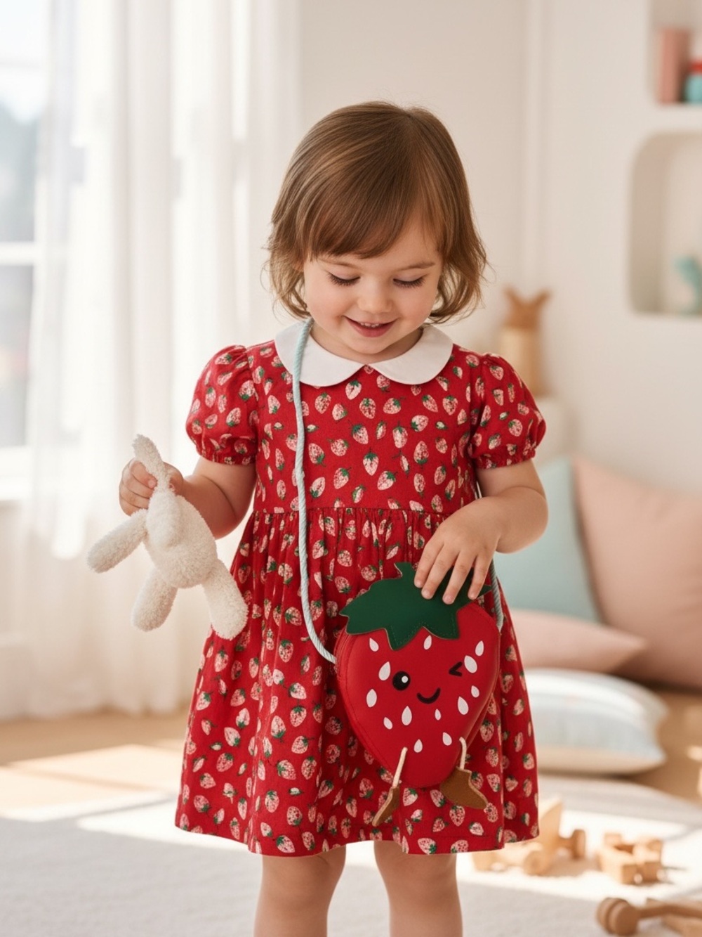 Girls Strawberry Shaped Mini Crossbody Bag Novelty Fruit Purse